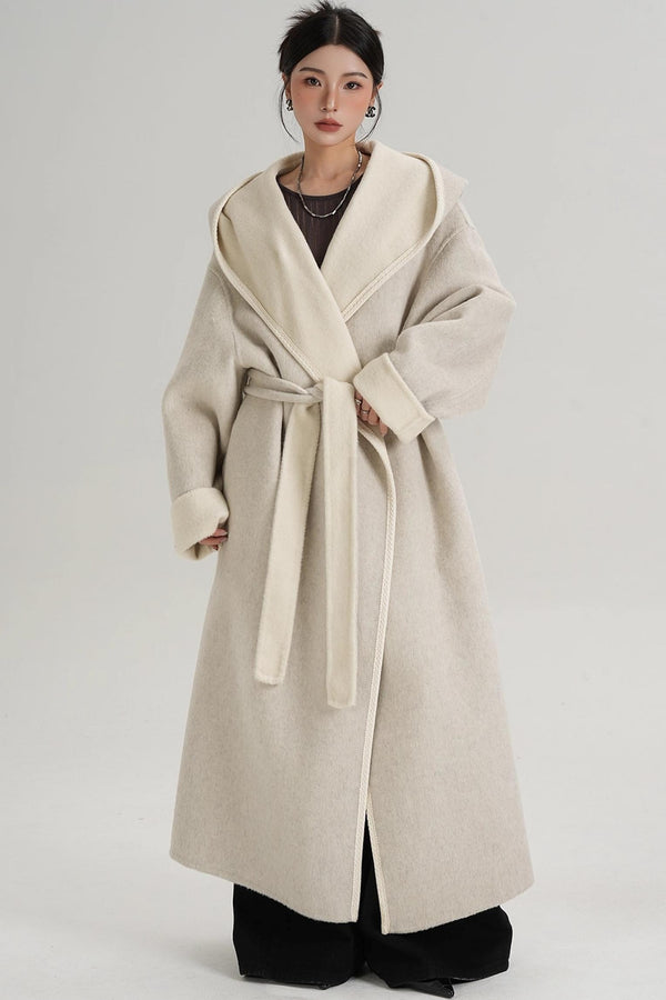 Temperament Hooded Wool Reversible Coat