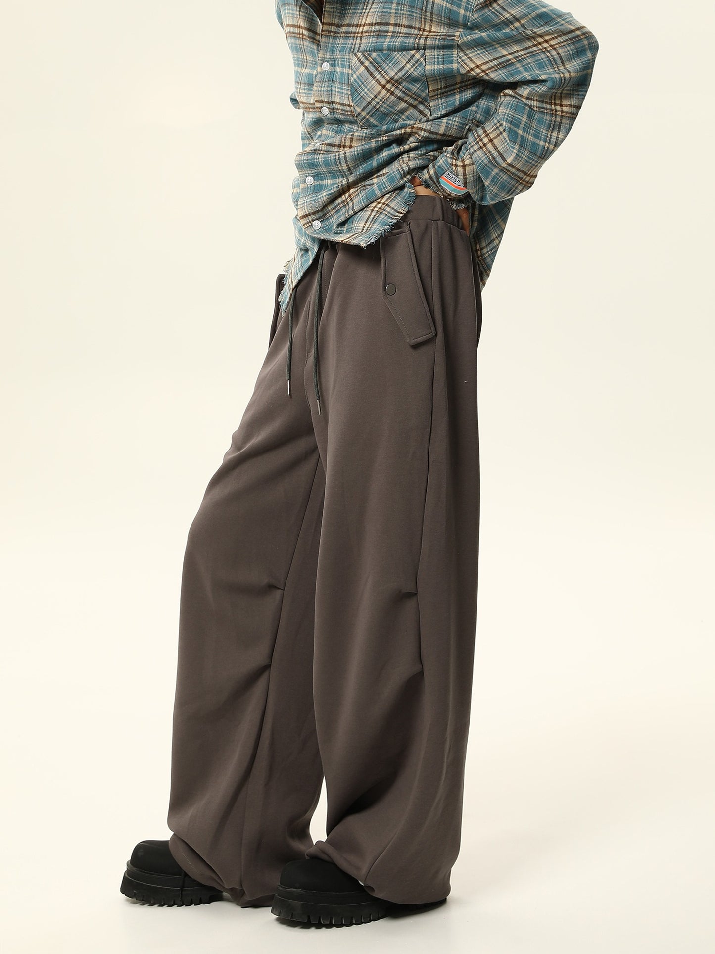 American retro solid color loose casual pants