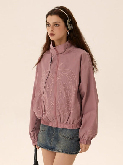 American loose cropped stand collar jacket