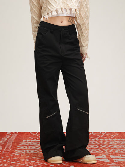 American zipper pocket bootcut casual pants