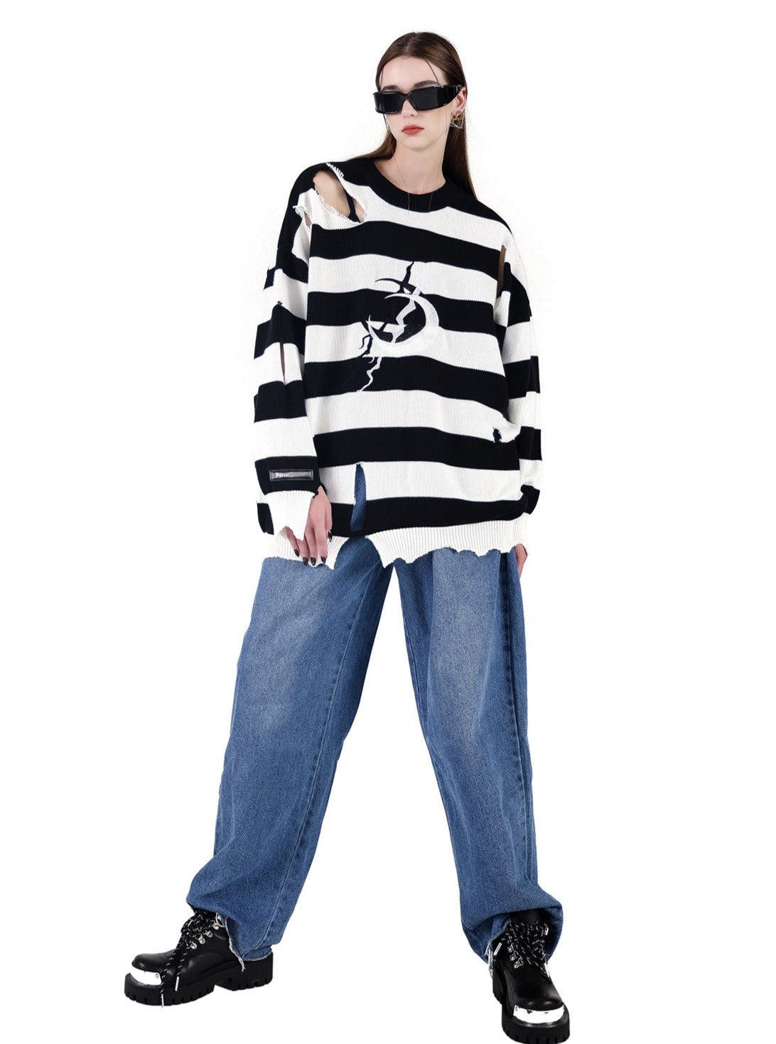 Striped loose punk rock top