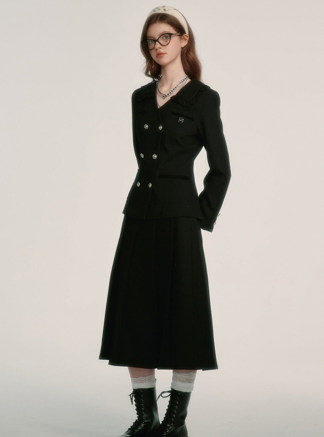 Vintage pleated skirt suit set