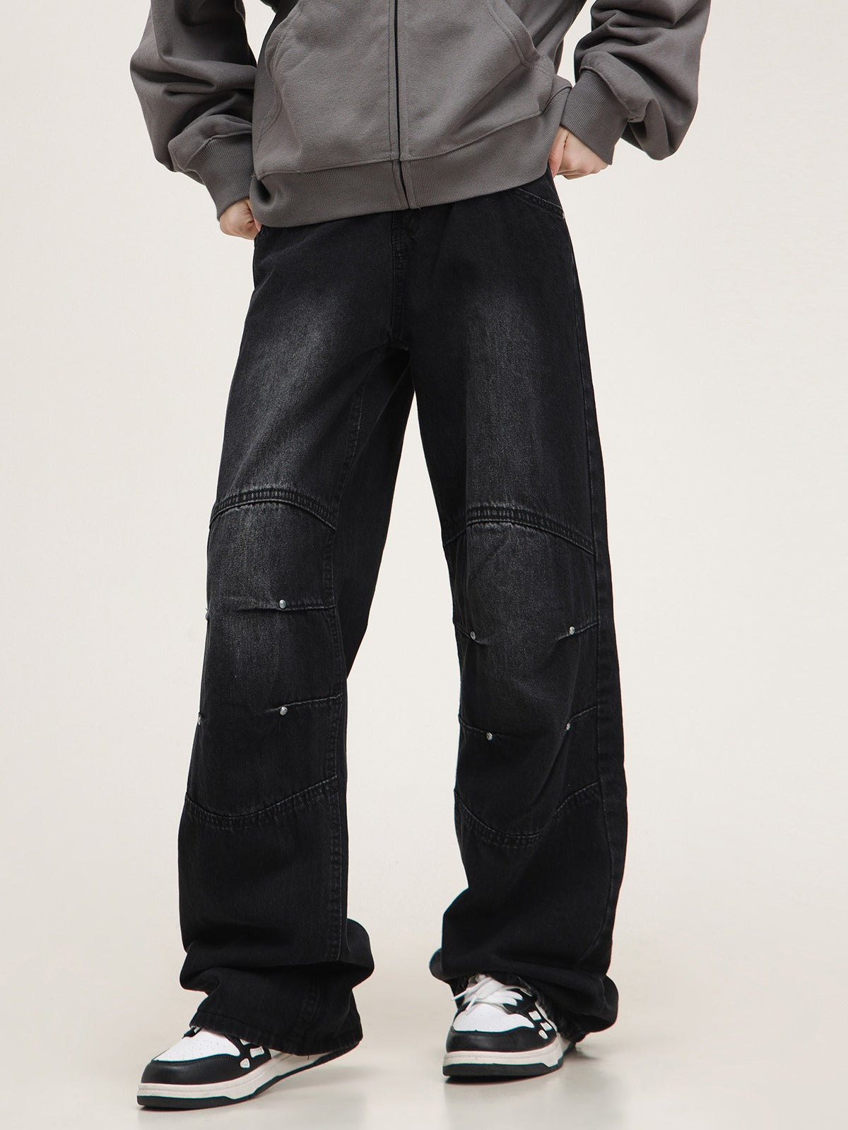 American studded washed jeans pants