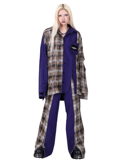 Plaid Casual Wide-Big Hosen