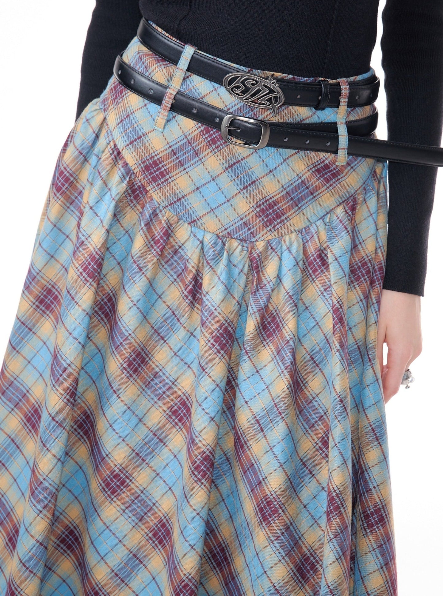 American plaid pleated skirt