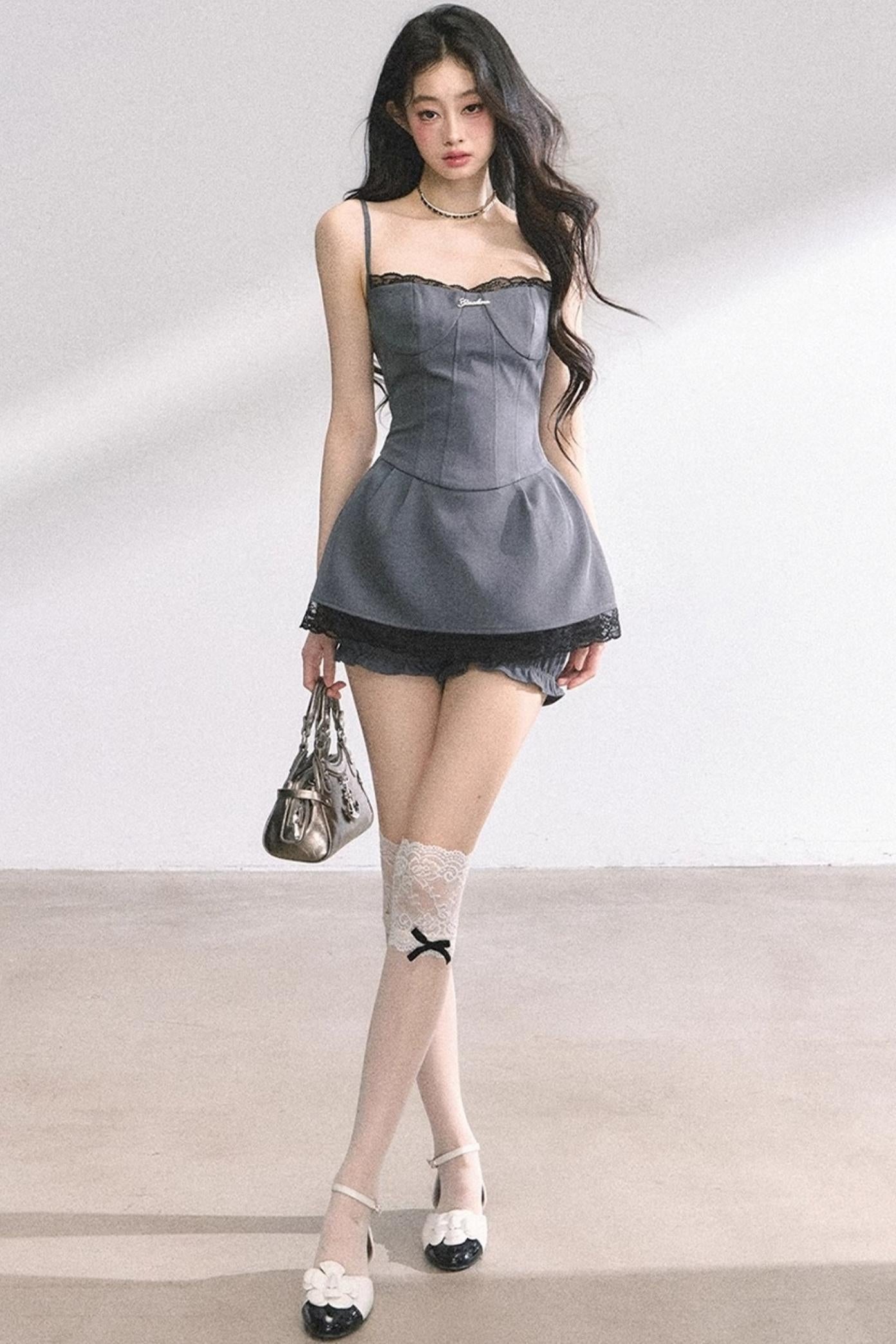 Summer Lace Halter Dress Set