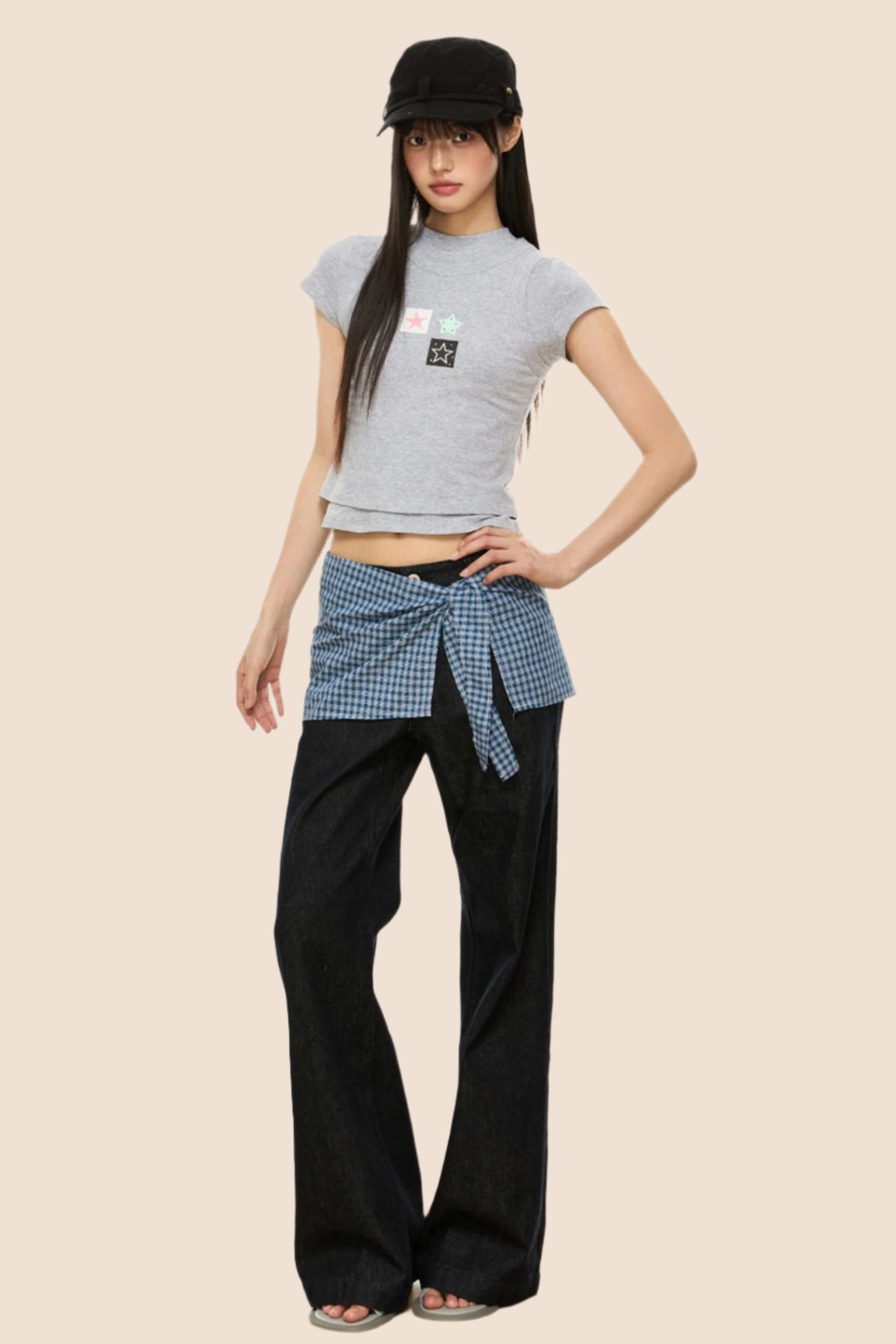 Slim Gray Square Crop Tee