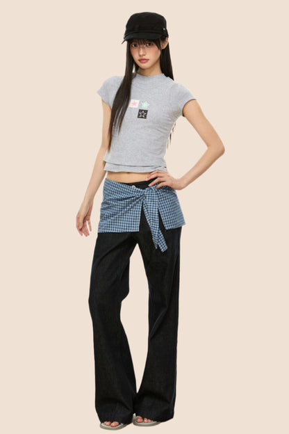 Slim Gray Square Crop Tee