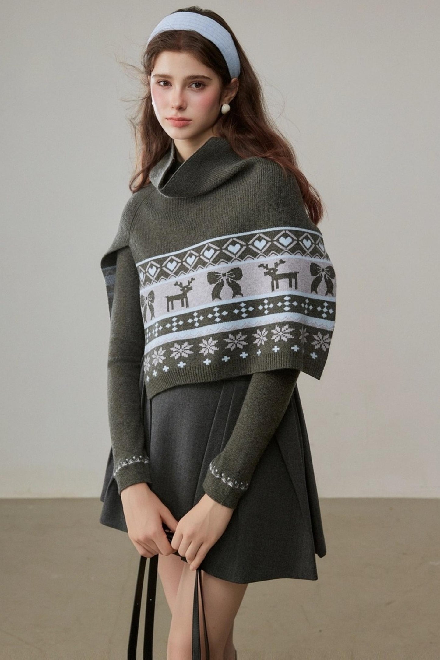 Vintage Jacquard Sweater Shawl Set-Up