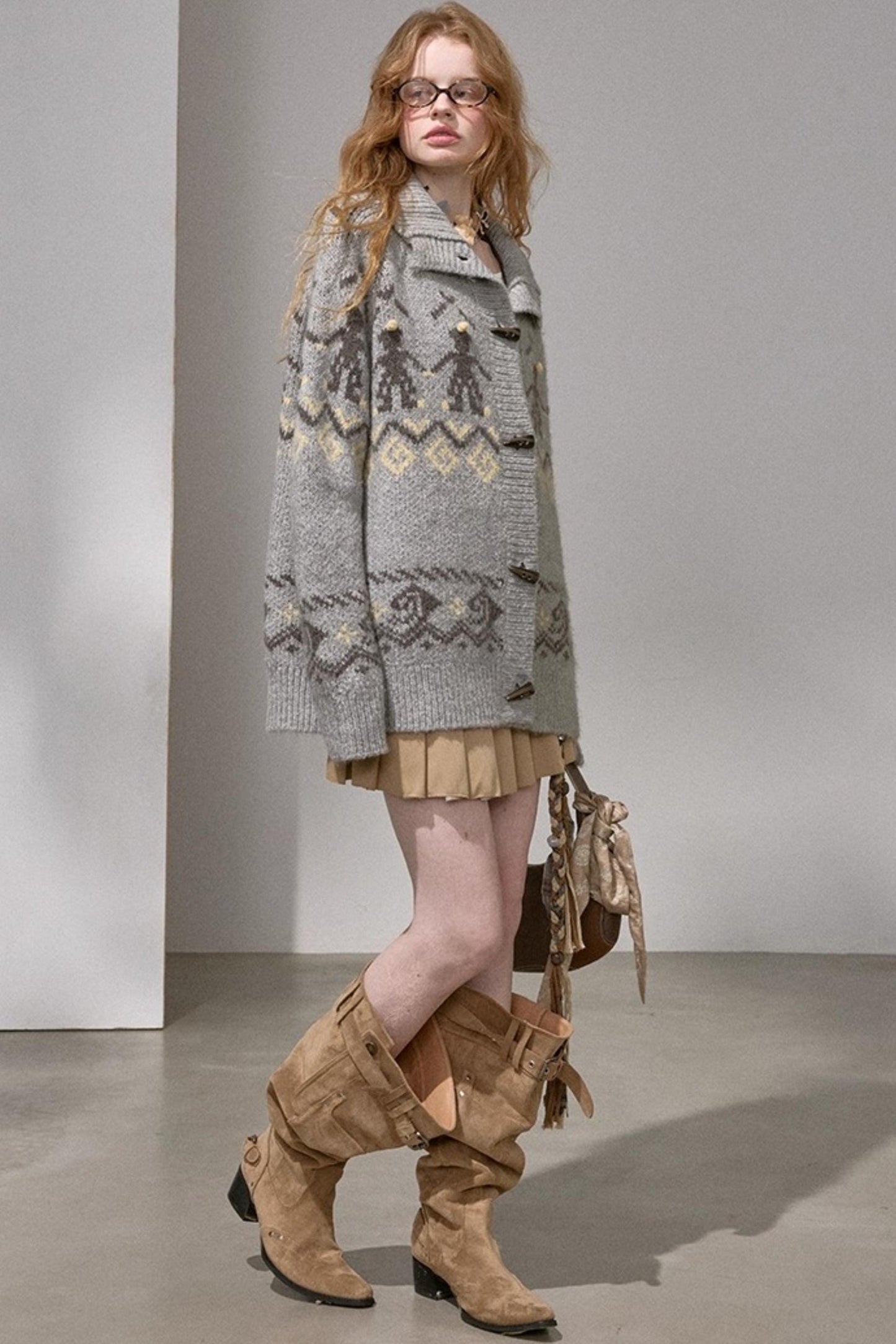 Pom-Pom Knit Cardigan Jacket