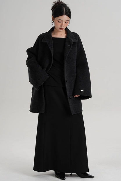 Stand-Up Collar Loose Sleeve Wool Jacket