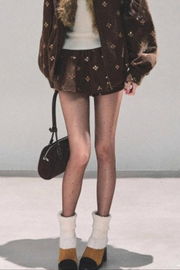 Maillard Wool Jacket With Skirt Set-Up