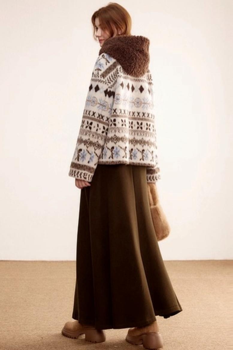 Fair Island Lamb Wool Hooded Coat