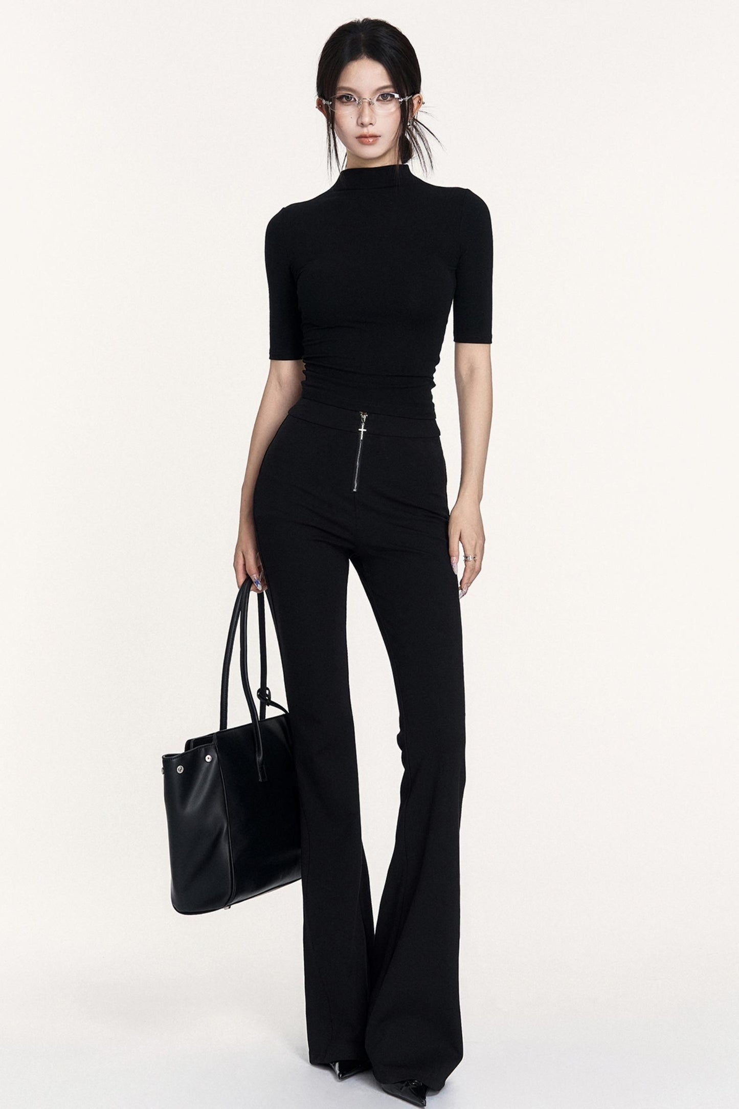 Black Small Turtleneck Top