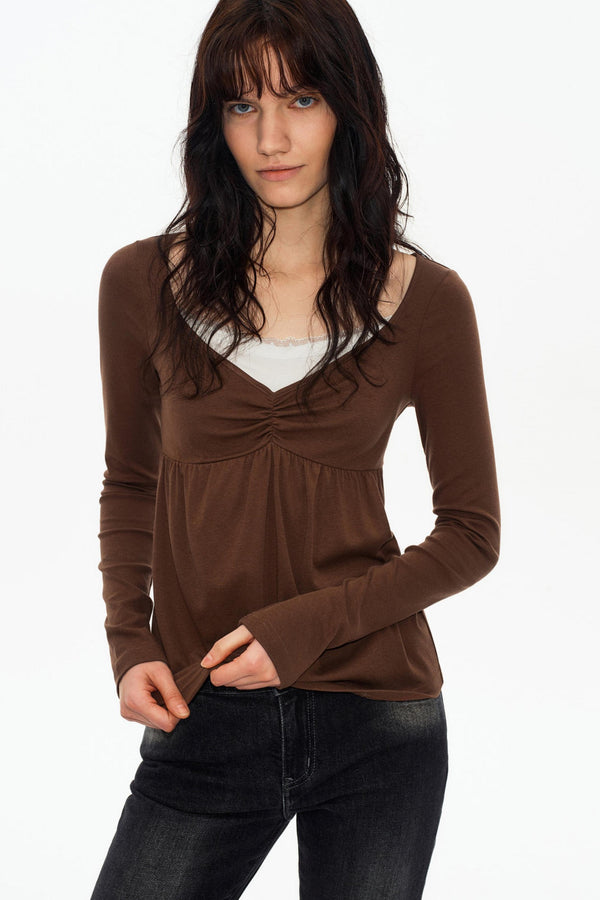 Lace Butterfly Collar Knit Top