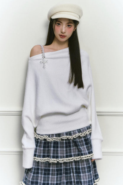 White Foaminck Slouch Sweater