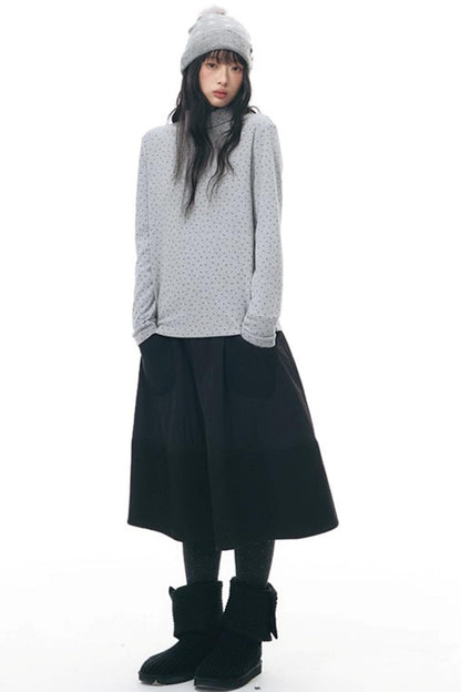 Textured Quilted A-Line Skirt