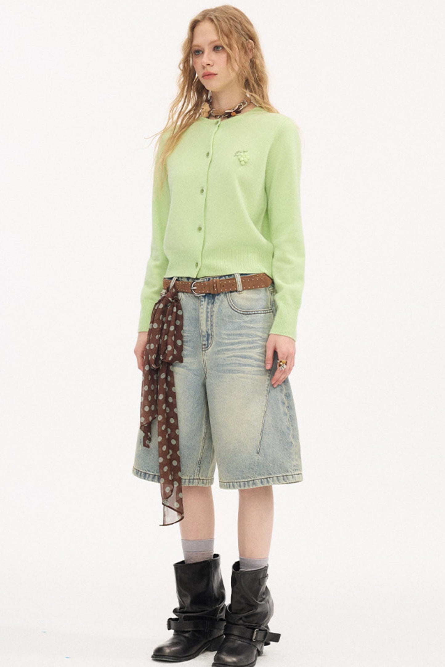 Embroidered Grape Wool Sweater