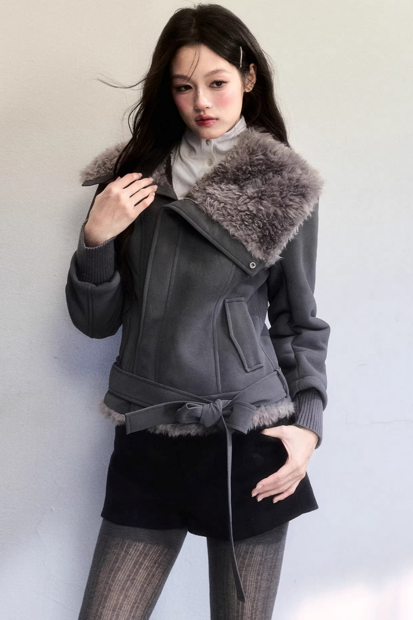 High-Sense Fur Collar Coat