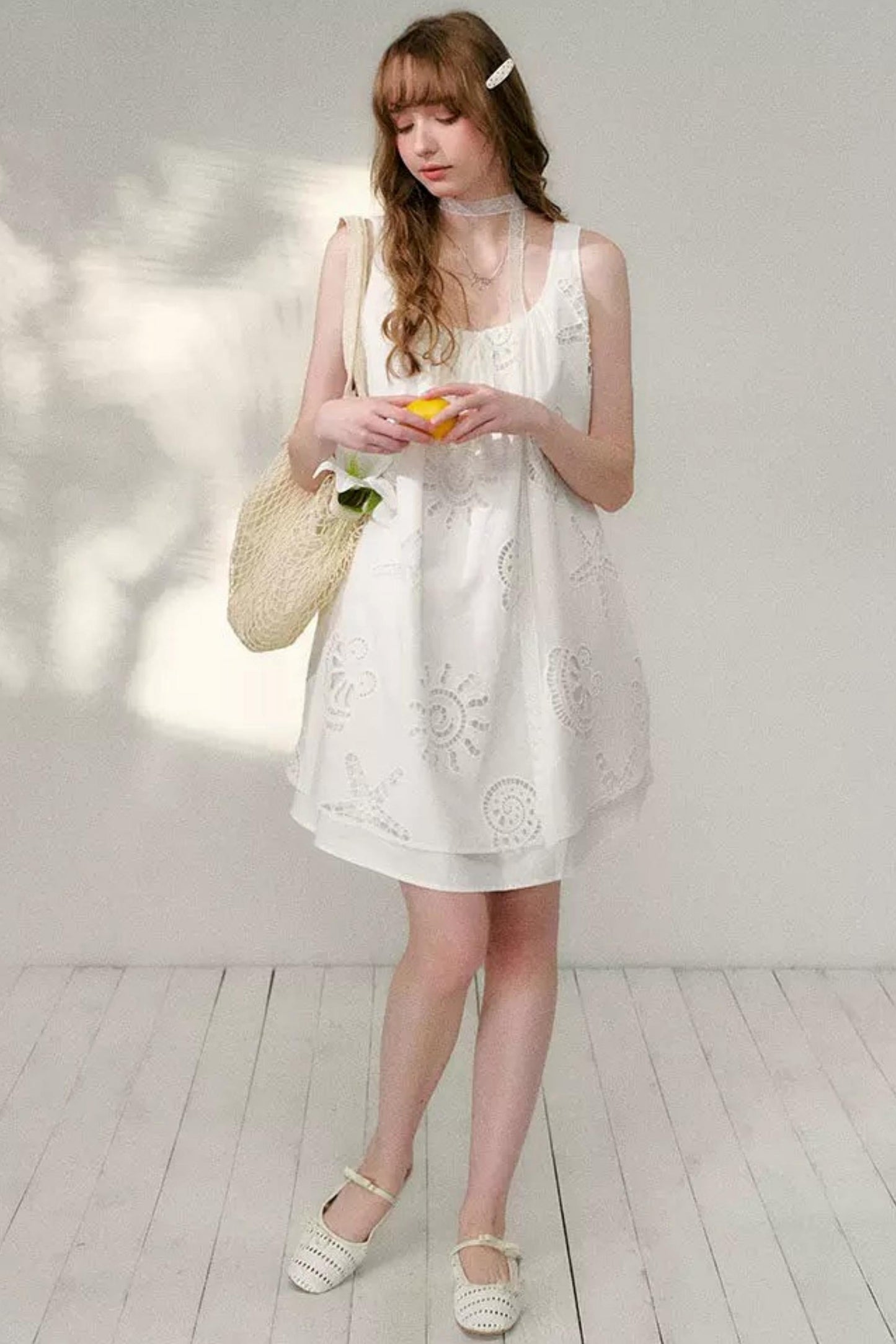 White Hollow A-Line Dress