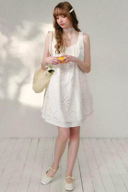 White Hollow A-Line Dress