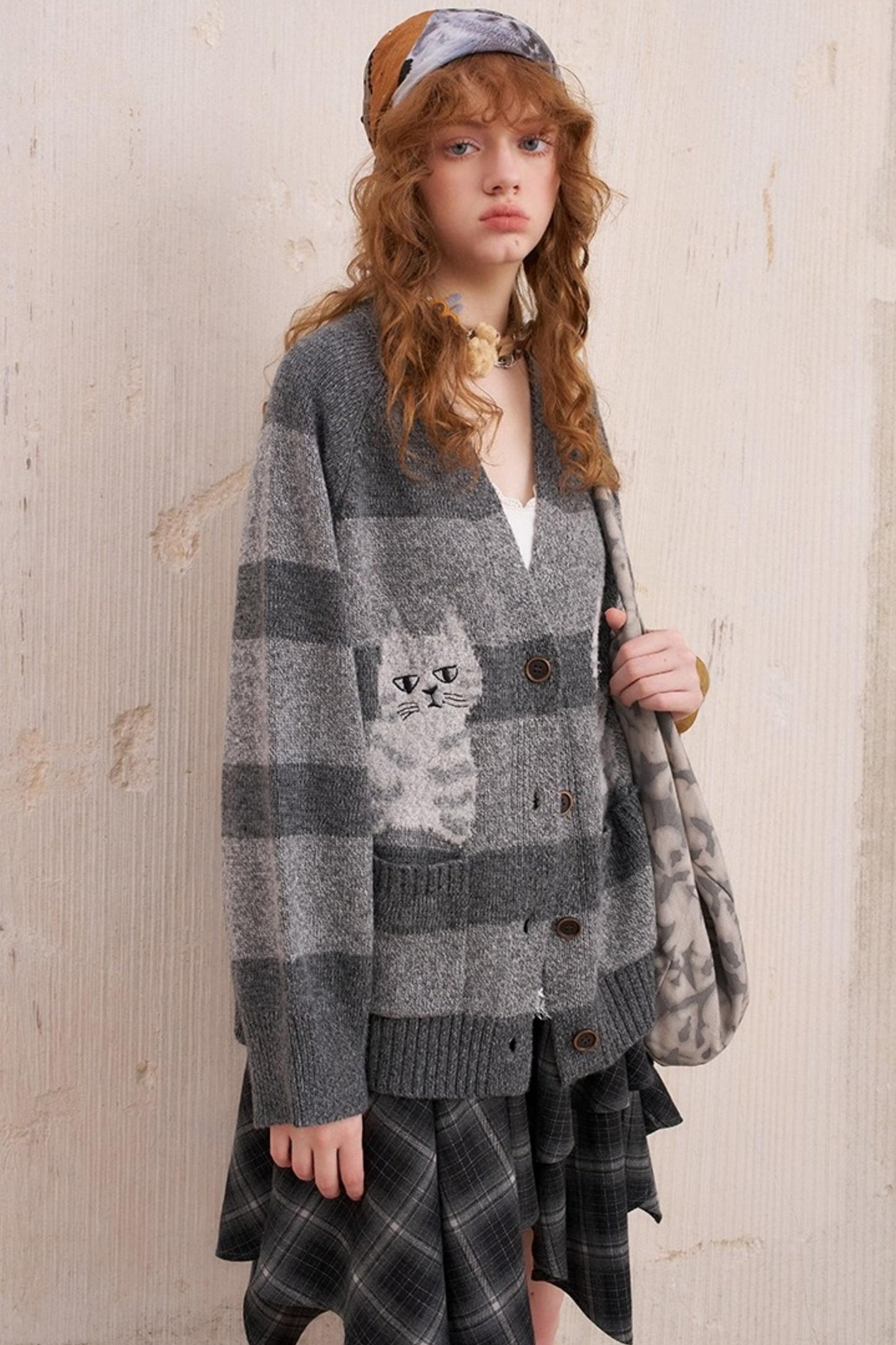 Symmetrical Striped Knitted Cardigan Jacket