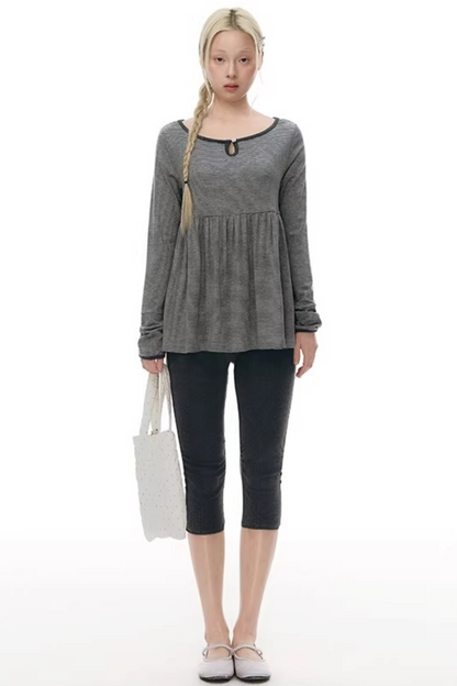 주름 크롭 스커트 셋업