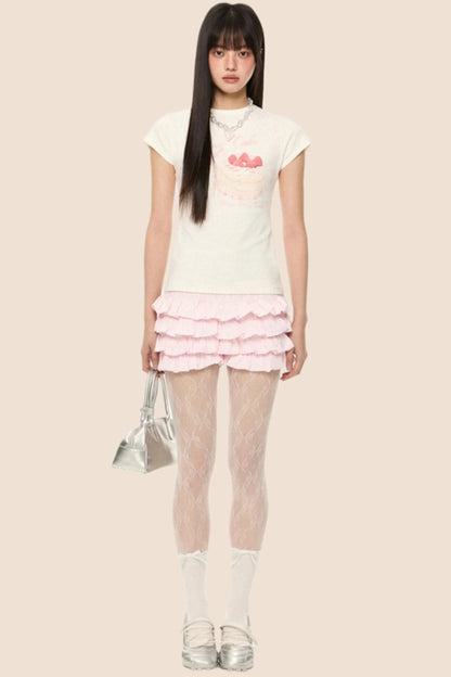 French Fluffy High-Waist Skirt