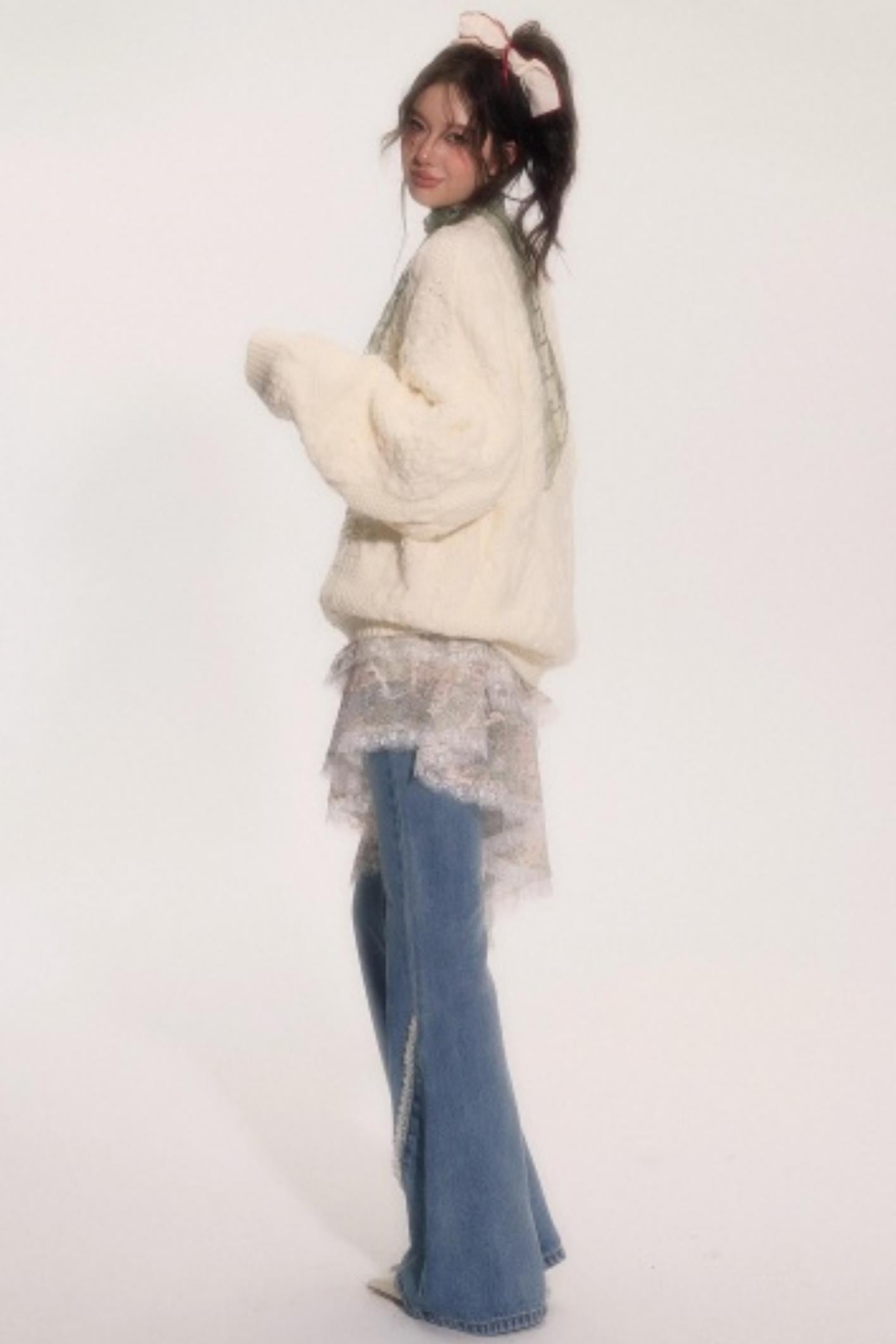 Embroidered Lace Ruffle Dress