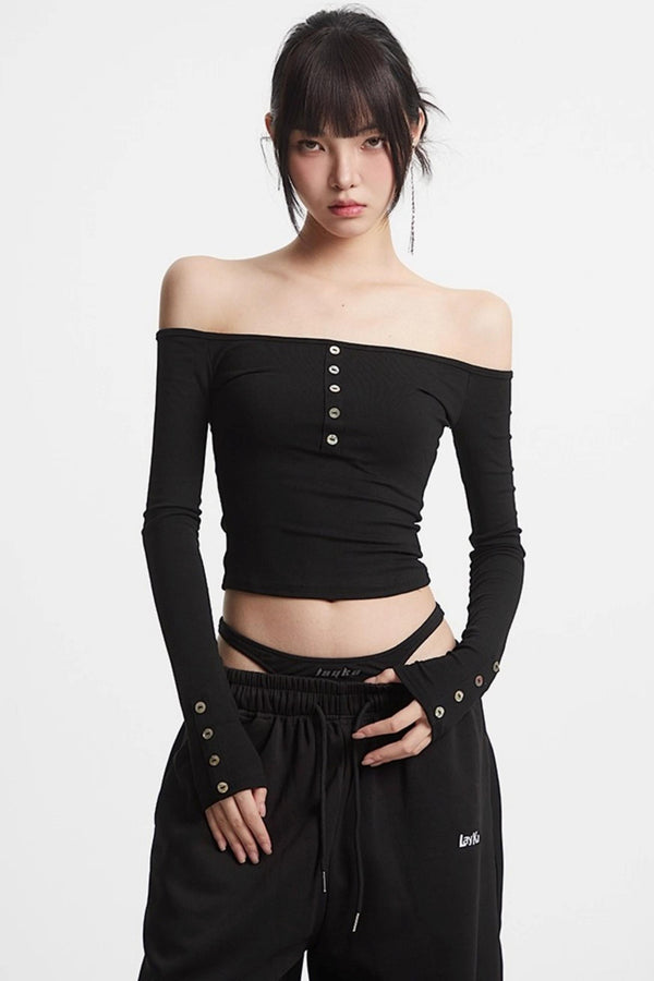 One-Shoulder Long Sleeve T-Shirt