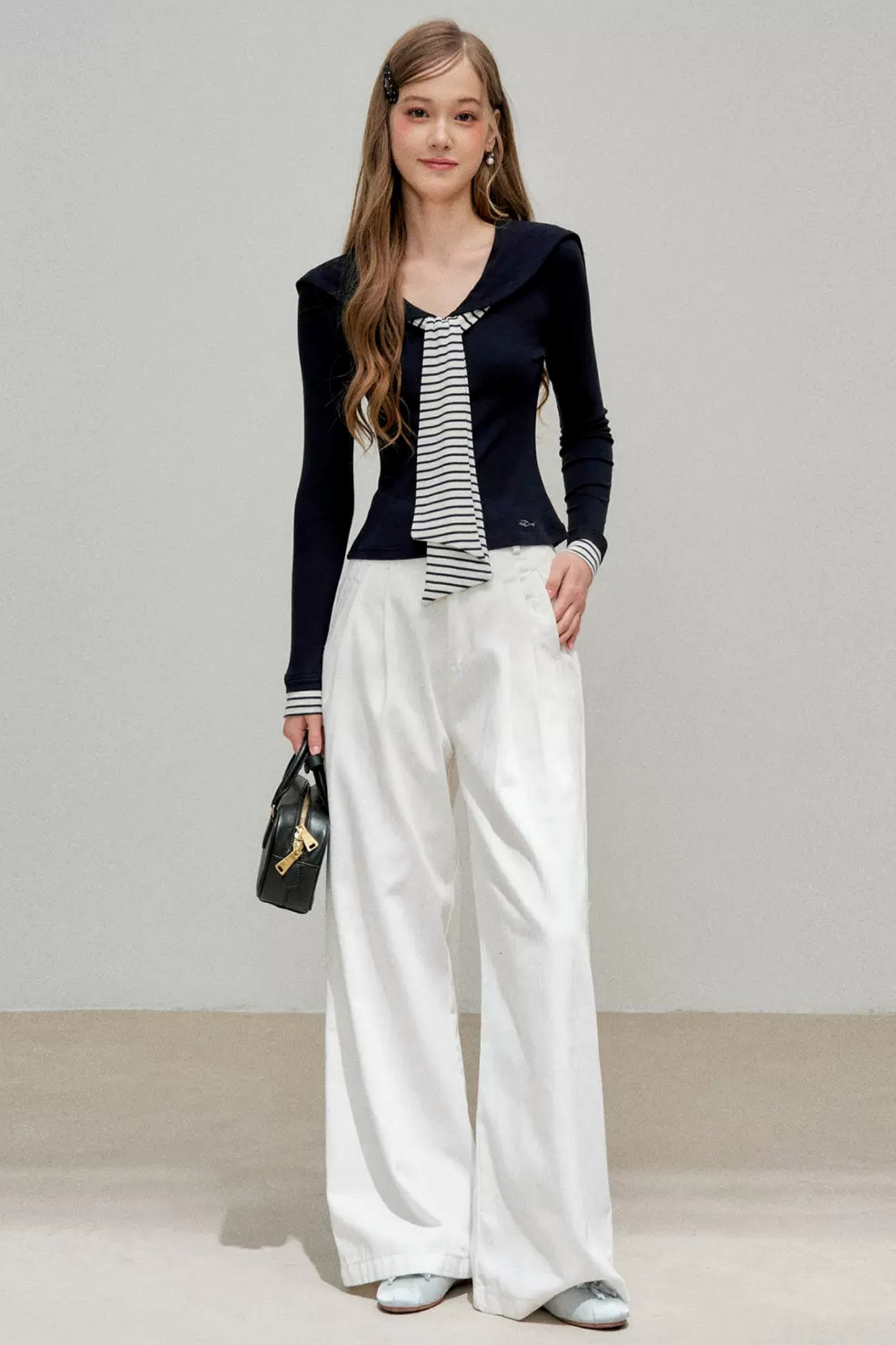 Navy Splice Collar T-Shirt