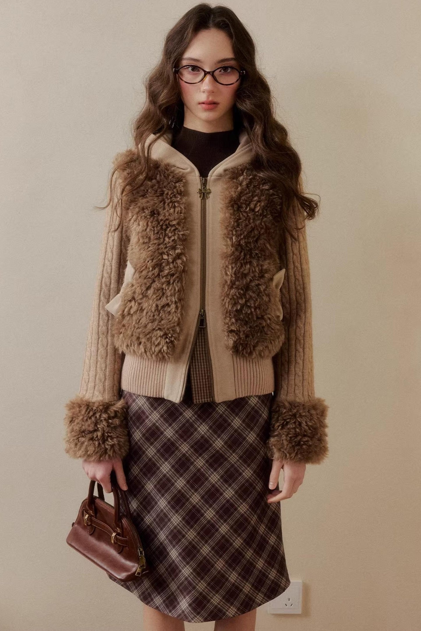 Eco-Friendly Fur Patchwork Jacket