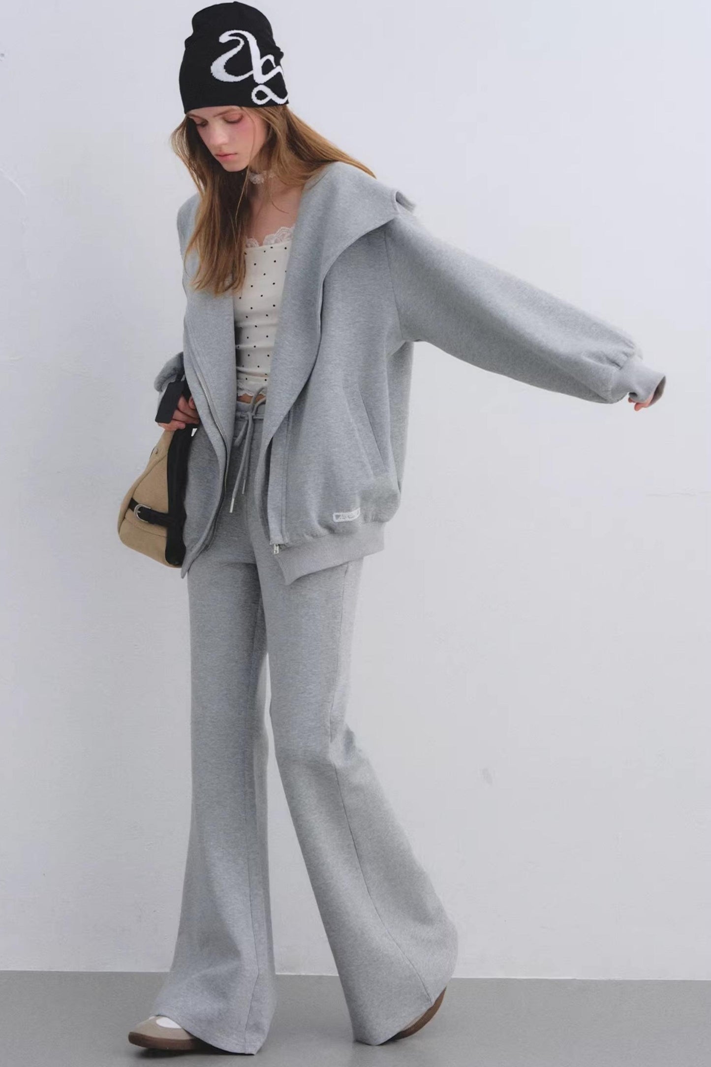 Pink Hooded Zip-Up Jacket Set-Up