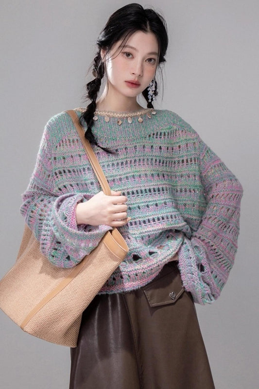 Sea Foam Wool Knit Pullover Top