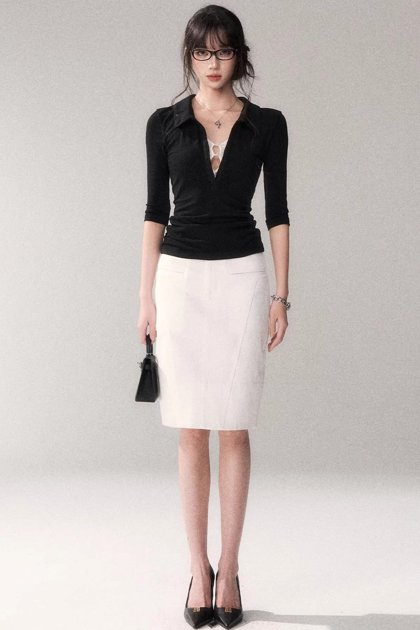 Cotton Washed Midi Skirt