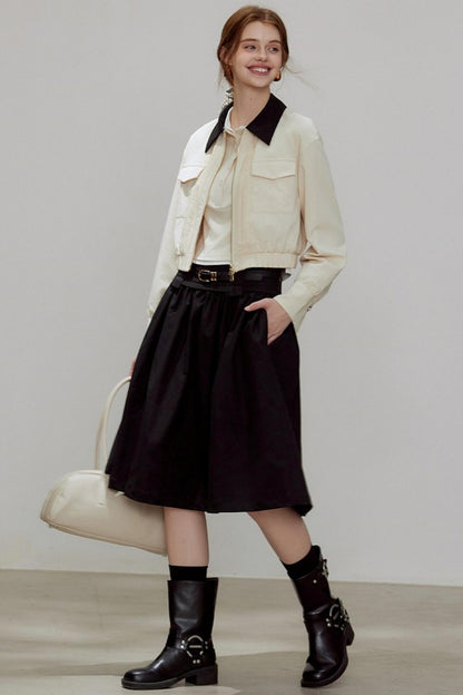 Autumn Lapel Short Coat Set-Up