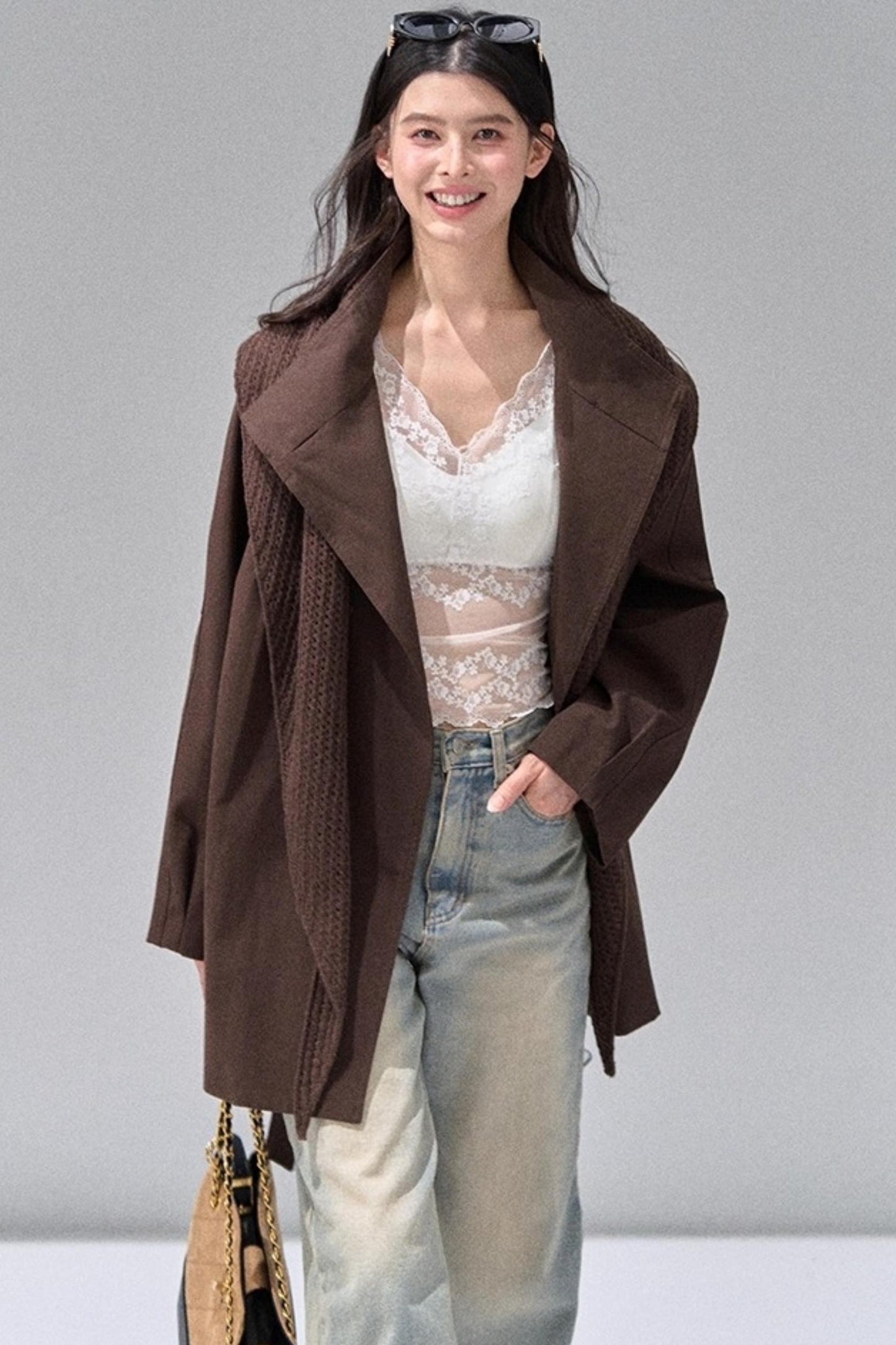 Vintage Woolen Trench Shawl Jacket