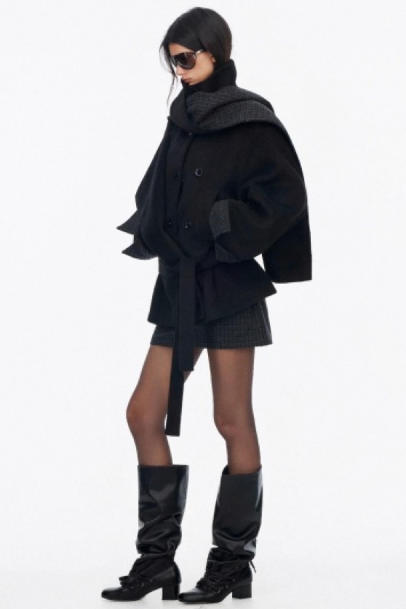 Asymmetrical Wool Coat Skirt Set-Up