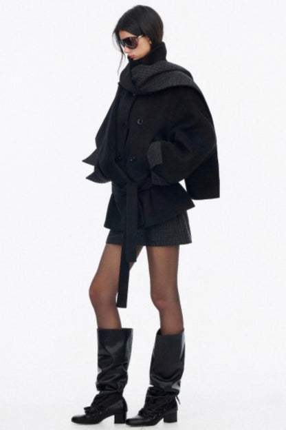 Asymmetrical Wool Coat Skirt Set-Up