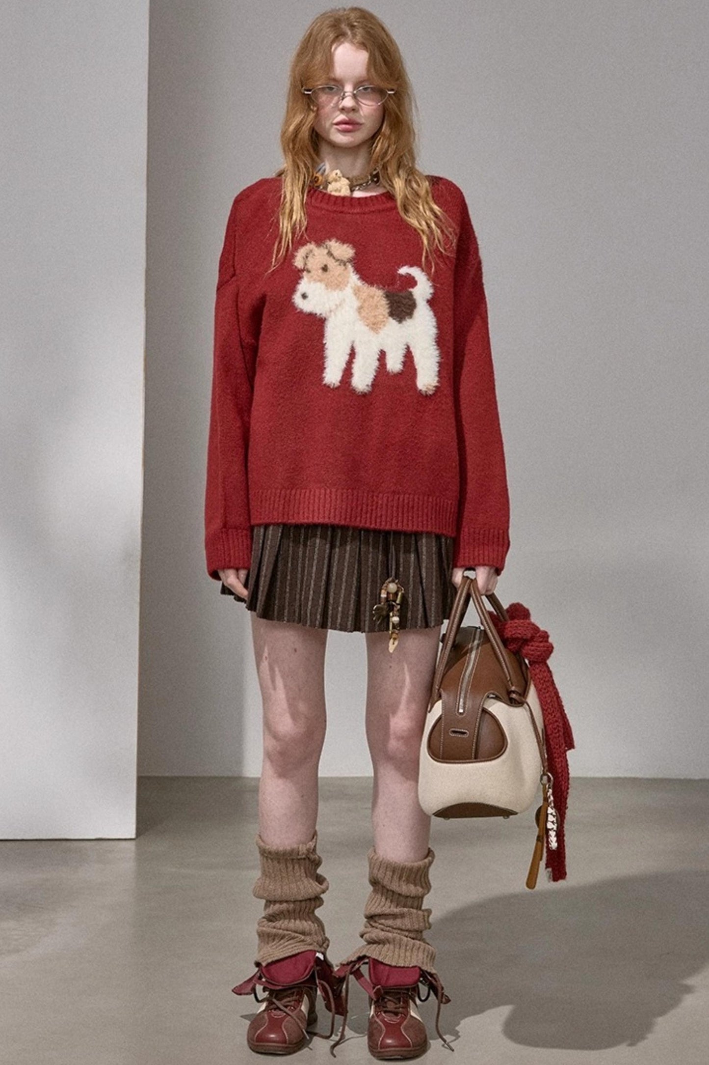 Puppy Jacquard Cloud Sweater