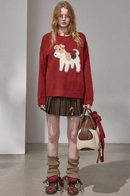 Puppy Jacquard Cloud Sweater