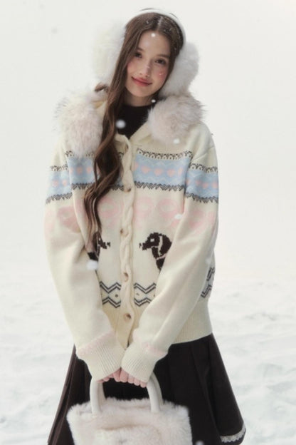 Retro Fair Isle Dachshund Sweater Jacket