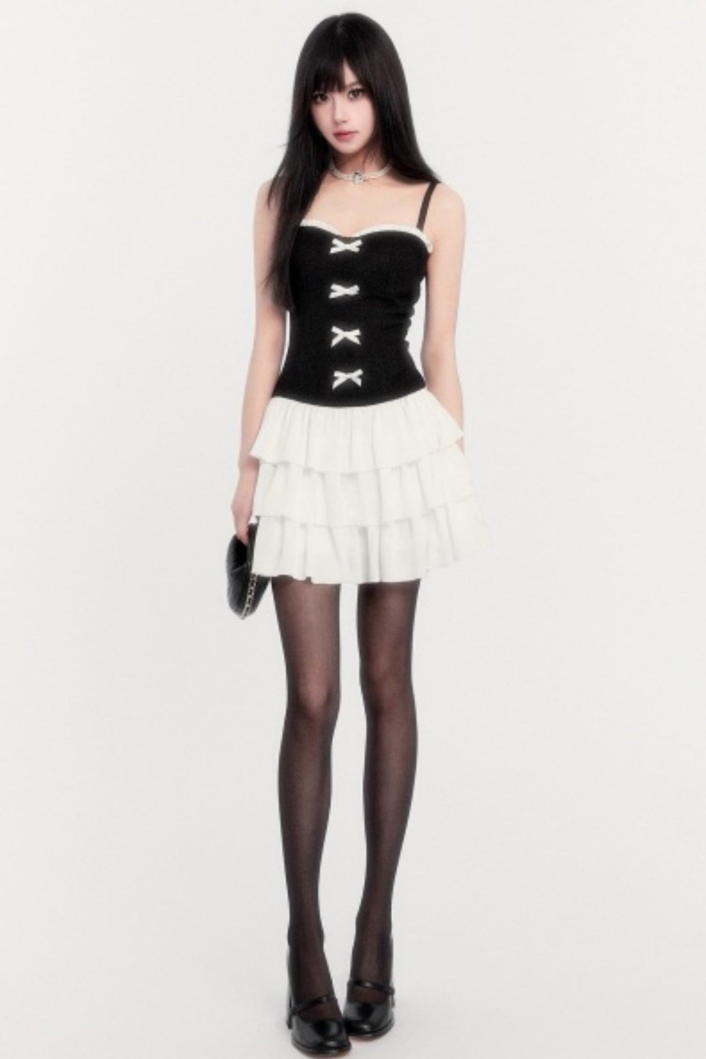 Retro Tweed Waist Jacket Dress Set-Up