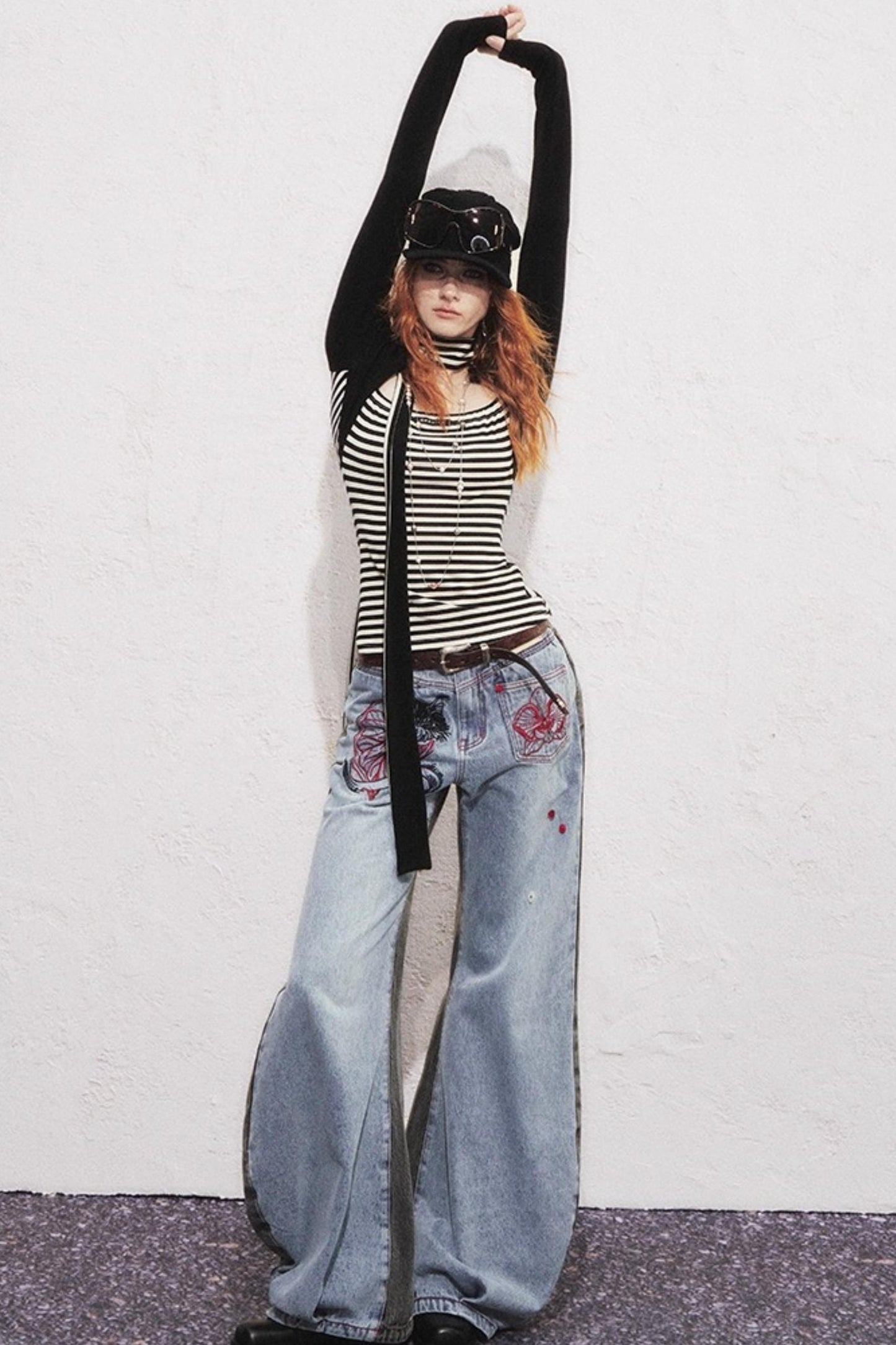 Fake Two Slimming Striped Knit Top