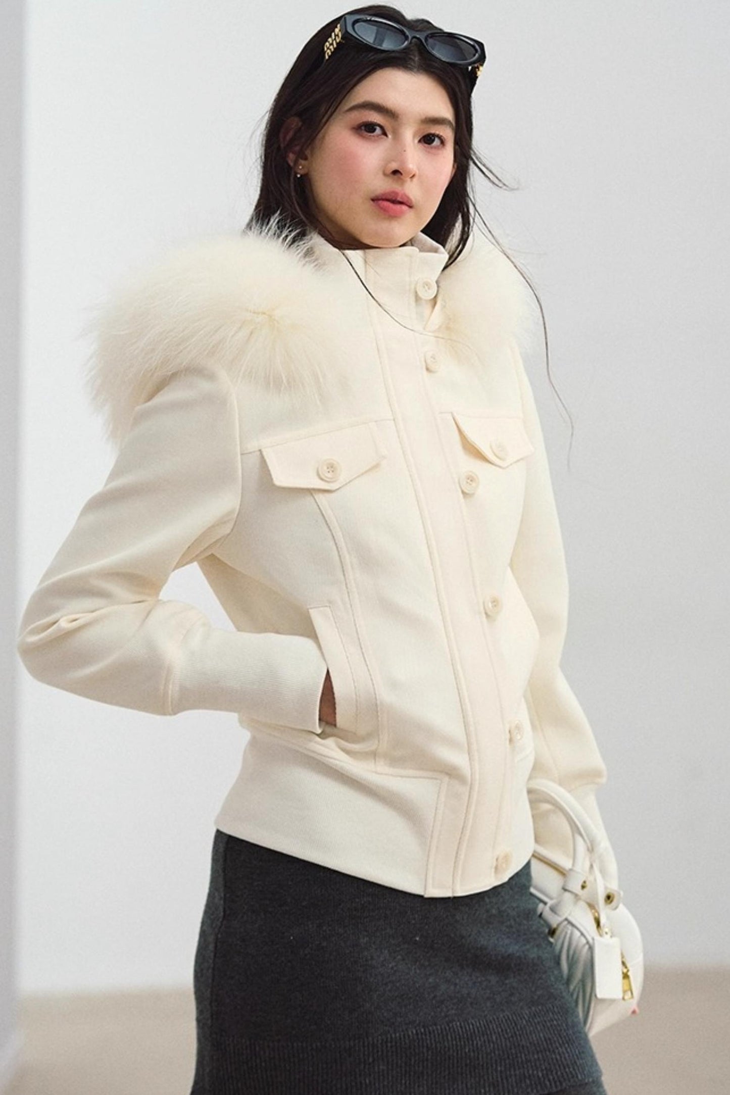 Fur Collar Khaki Jacket