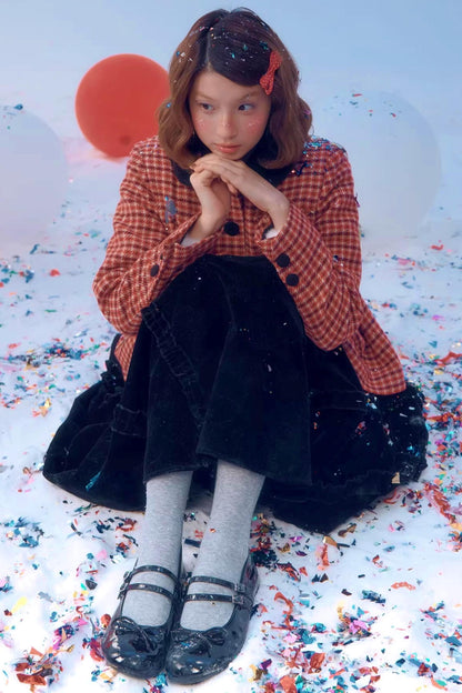 Red Plaid Woolen Coat