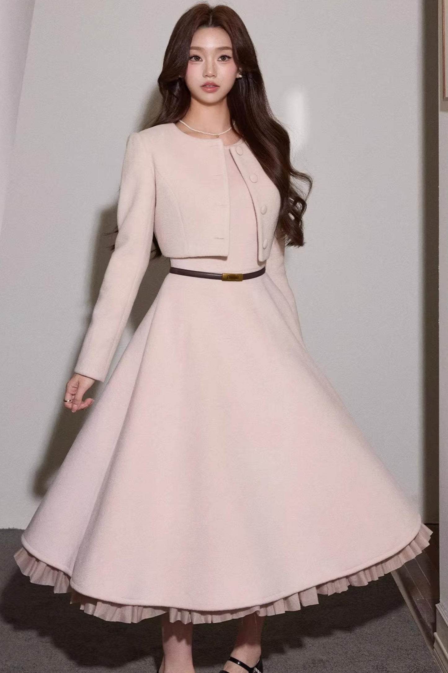 Elegant Wool Dress Short Coat Set-Up