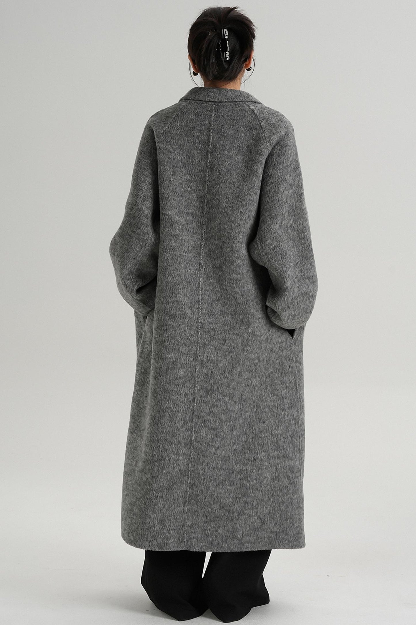 With Suit Collar Long Woolen Coat