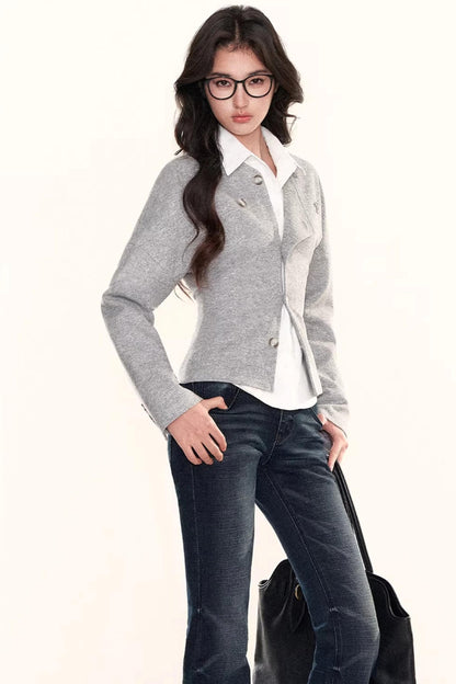 Gray Deconstructed Wool Cardigan