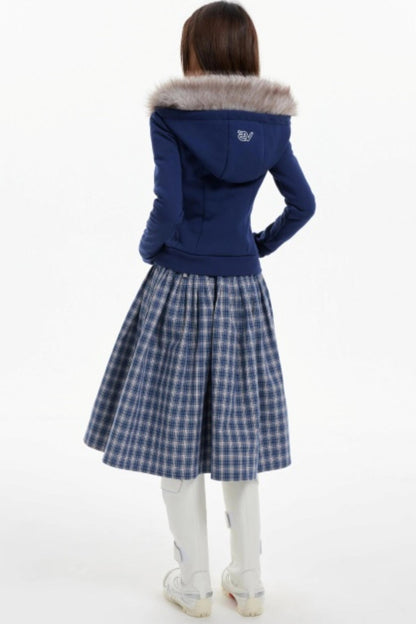 Fur Collar Slim Cotton Hooded Jacket